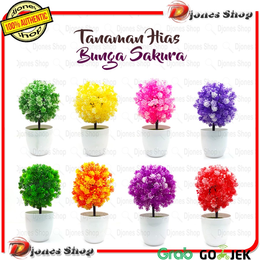 TANAMAN BUNGA PLASTIK DEKORASI RUMAH TANAMAN HIAS TERLARIS GROSIR IMPORT (BUNGA SAKURA)