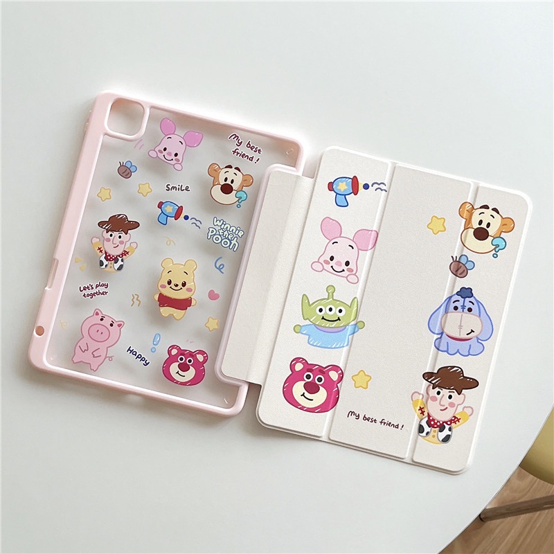 Case Transparan Magnetik Buzz &amp; Pooh Untuk IPAD Pro 11/ 12.9 / 7th-8th/10.2 / Air 3 Pro 10.5 / Air 4 2020