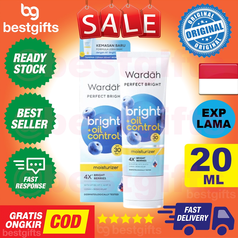 WARDAH PERFECT BRIGHT MOISTURIZER BRIGHT + OIL CONTROL SPF 30 PA+++ PELEMBAB UNTUK KULIT CENDERUNG BERMINYAK 20 ML