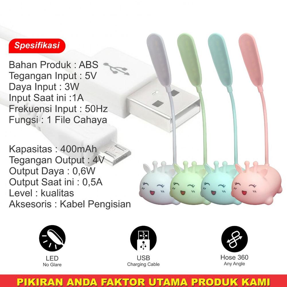 PRODUK- LAMPU MEJA  BELAJAR DUDUK HIAS,LED SUPER TERANG KARAKTER LUCU BAGUS,CAS,CHARGER 3CAHAYA  L83