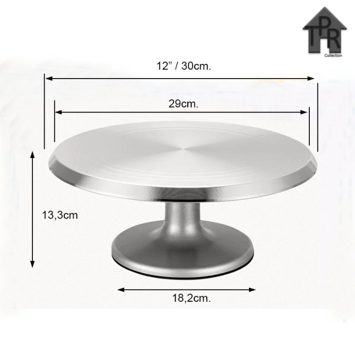 Piring Putar Untuk Hias Bolu Cake Turntable Alum Alloy 12&quot; - Premium