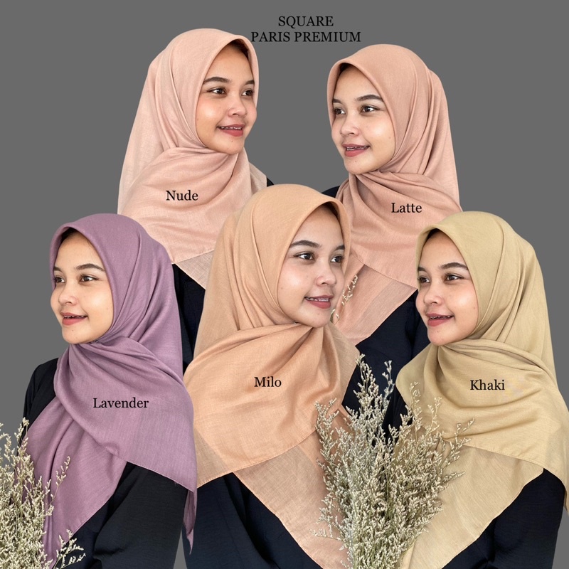 SQUARE PARIS PREMIUM Jadul Sekolah segiempat hijab voal paris premium segi empat umama basic