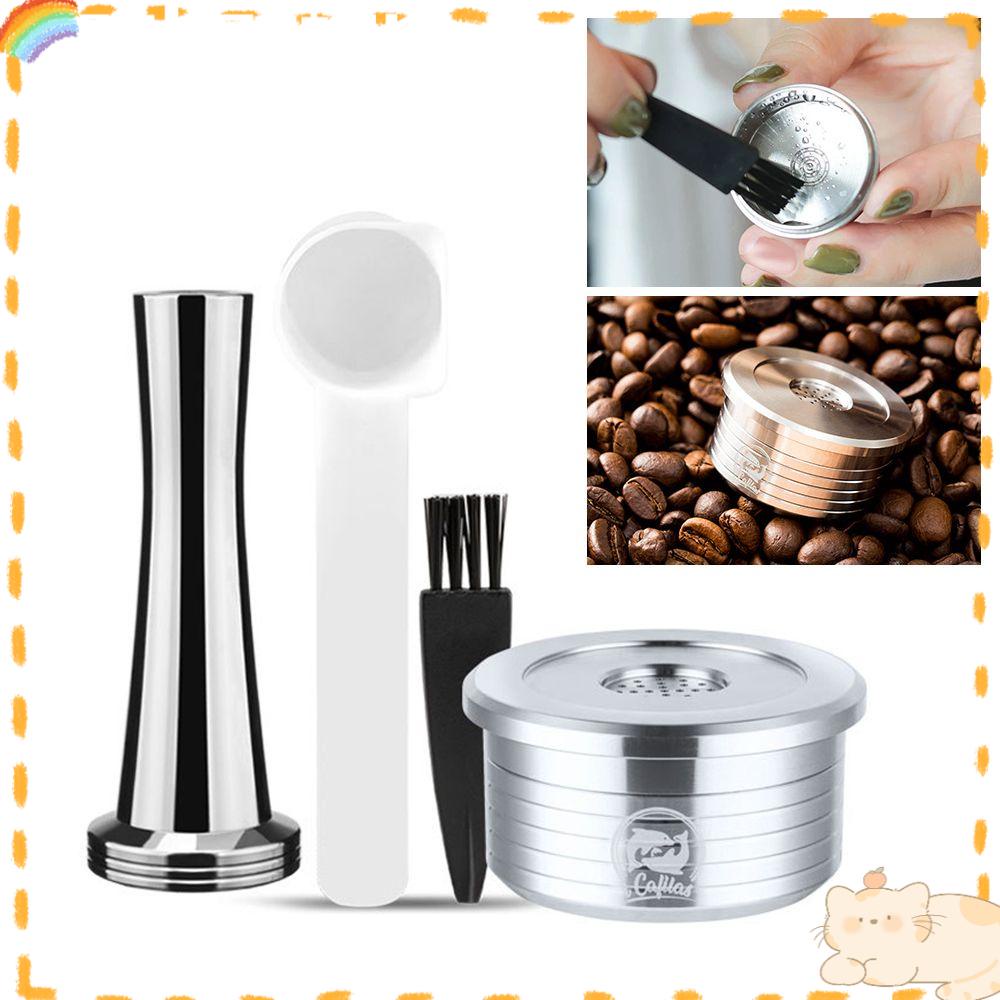 Solighter Kopi Kapsul Rumah Stainless Steel Sendok Sikat Reusable Pods