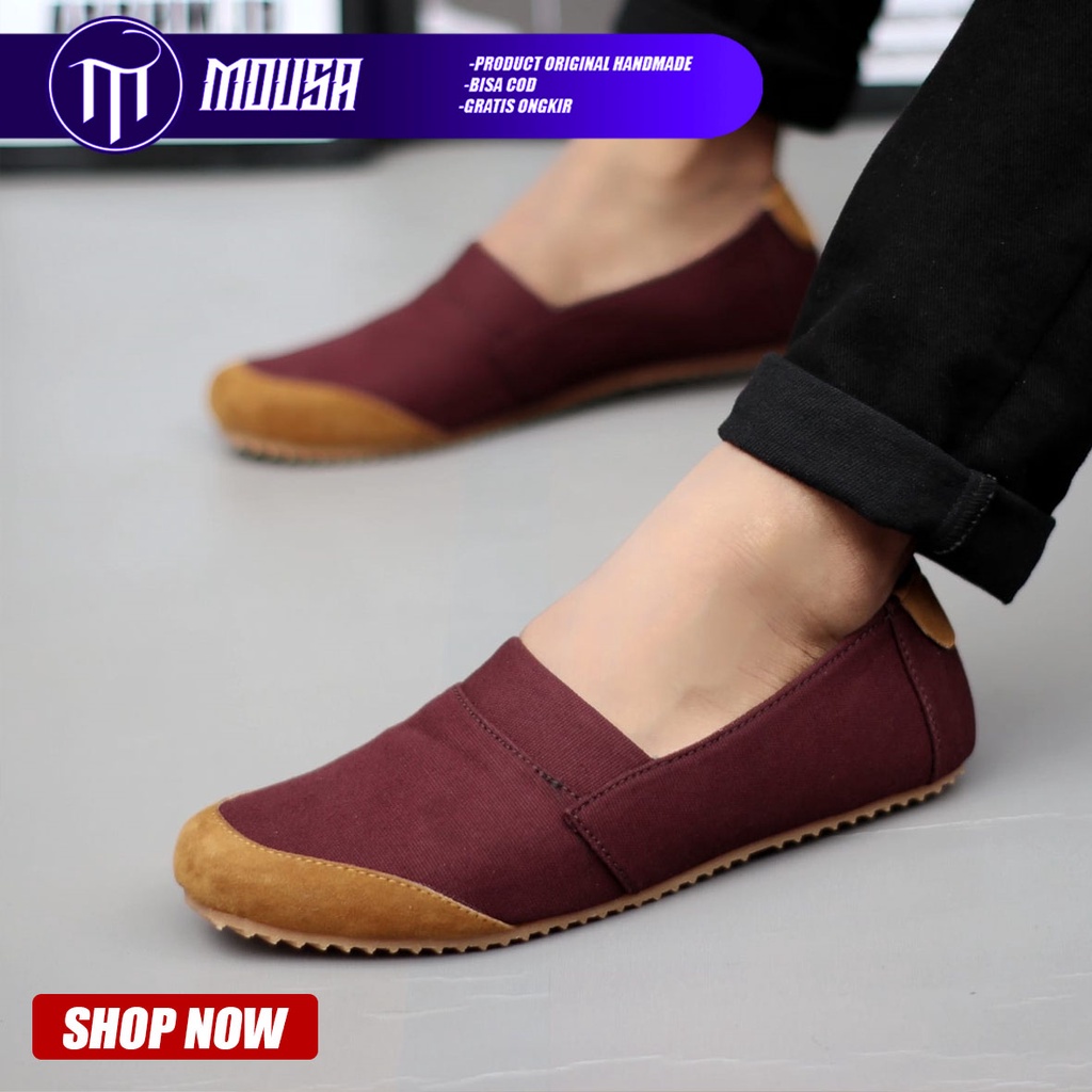Sepatu Slip On Pria Casual Original Santai Gaya Keren Kekinian Original Murah Terlaris Mousa Manji