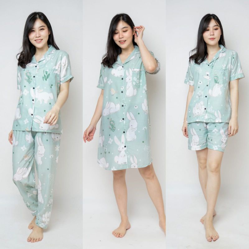 baju tidur piyama motif TOSKA RABBIT