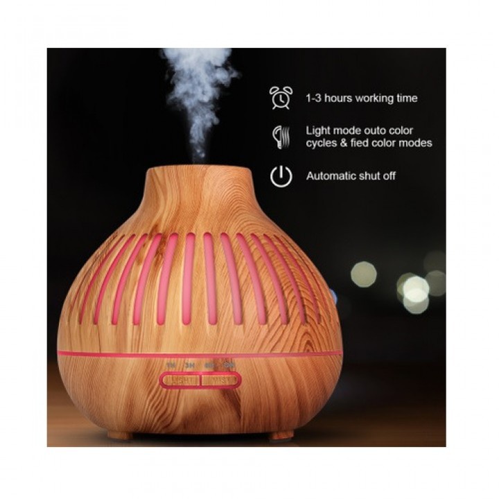 876 H53 - Wooden Humidifier Aroma Diffuser 7 Color LED Light - 400ML