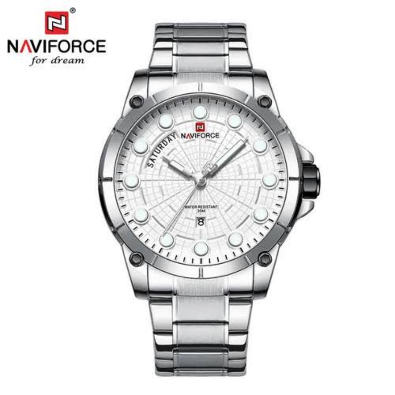 Jam Tangan Naviforce 9152 Strap Tali Rantai Stainless Steel Baja Kuat