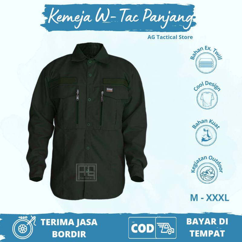 KEMEJA TACTICAL W-TAC PANJANG PDL PNS HEM ATASAN KEMEJA COWOK TERBARU