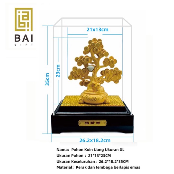 

Jual perkakas Pajangan/ Hadiah/ Hiasan Lapis Emas - Richness Tree C01 - XL Limited