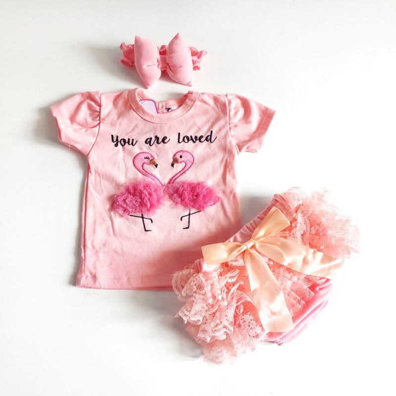 Baju Anak Bayi Perempuan Setelan Celana Set Kaos Motif Lucu Newborn