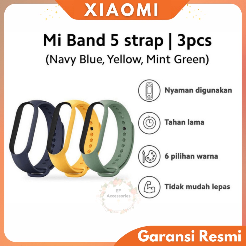 (1 Set) Xiaomi Strap Mi Band 5 Tali Jam Tangan Miband Smart Tali Dapat Disesuaikan Dan Nyaman Colorf
