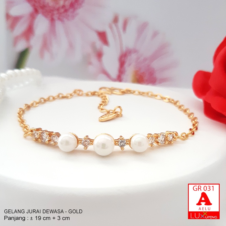 GR 031 Gelang Tangan Wanita Dewasa Gelang Jurai Mutiara Perhiasan Wanita Lapis Emas Imitasi Pearl Bracelet Gelang Charm Mutsin Luxx Xuping