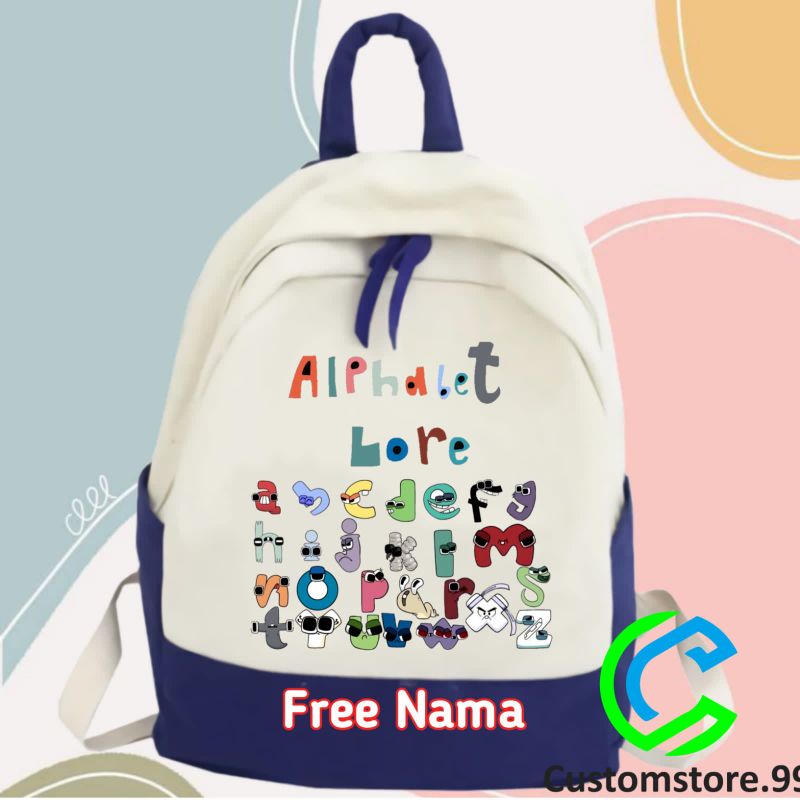 TAS RANSEL ANAK ALPHABET LORE FREE CETAK NAMA TAS SEKOLAH ANAK TERBARU