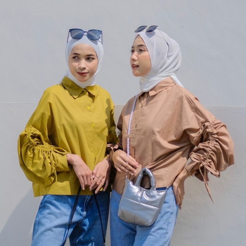 Kemeja Oversize Top Blouse Serut Fit To XXL