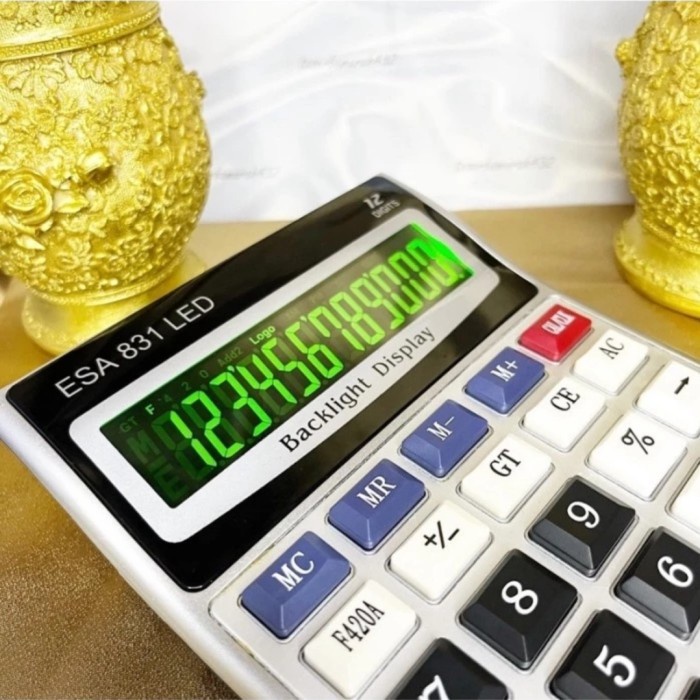 

FREE ONGKIR Kalkulator ESA 831 LED Layar Nyala Calculator Check Correct Cek Ulang