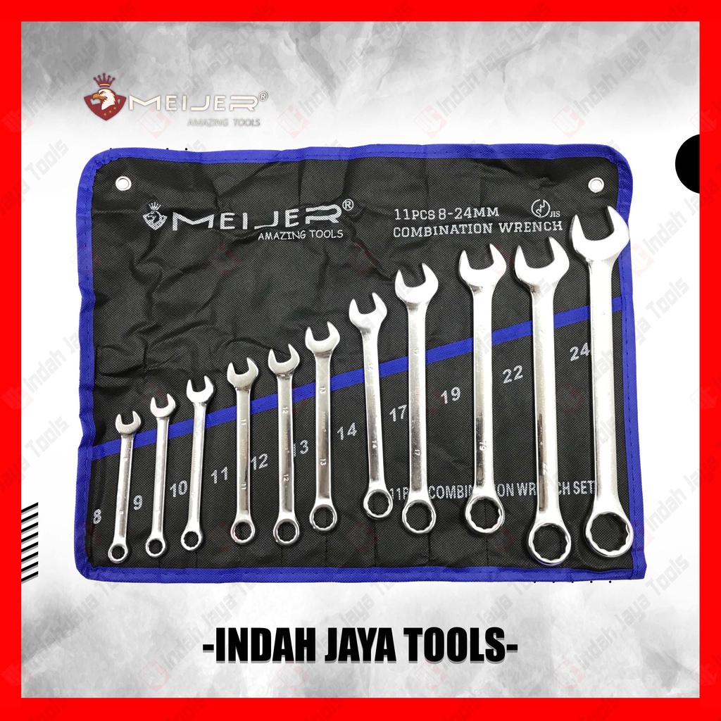 MEIJER Kunci Ring Pas Set 11 pcs ( 8 - 24 mm ) Combination Wrench Set