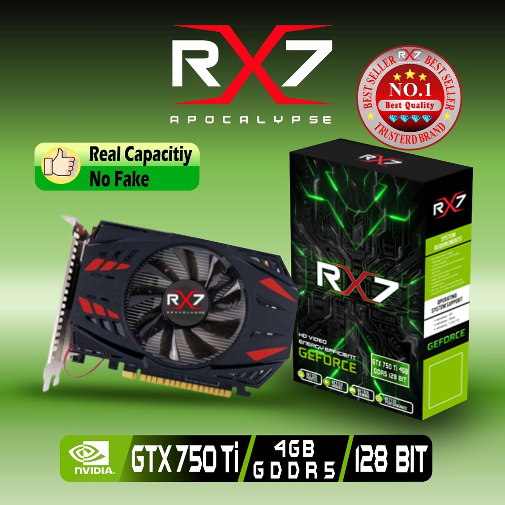 VGA RX7 GTX750 Ti 4GB GDDR5 128 BIT REAL CAPACITY RESMI GARANSI 1 TAHUN