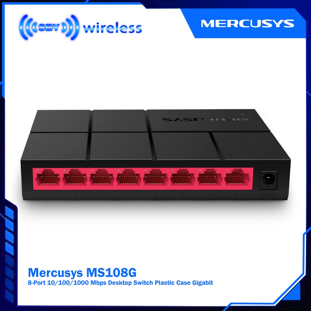 Mercusys MS108G 8-Port 10/100/1000 Mbps Desktop Switch Plastic Case Gigabit