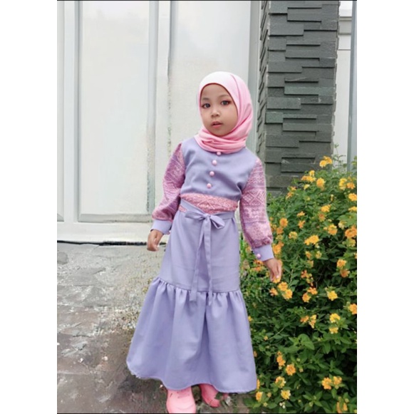 gamis anak gamis Rania dress gamis brukat salur.