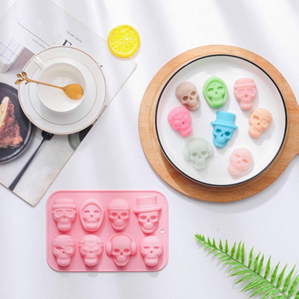 R-FLOWER 8kisi Tengkorak Gummies Alat Baking Rumah CupCake Kue Membuat Hantu Cetakan Puding Silikon