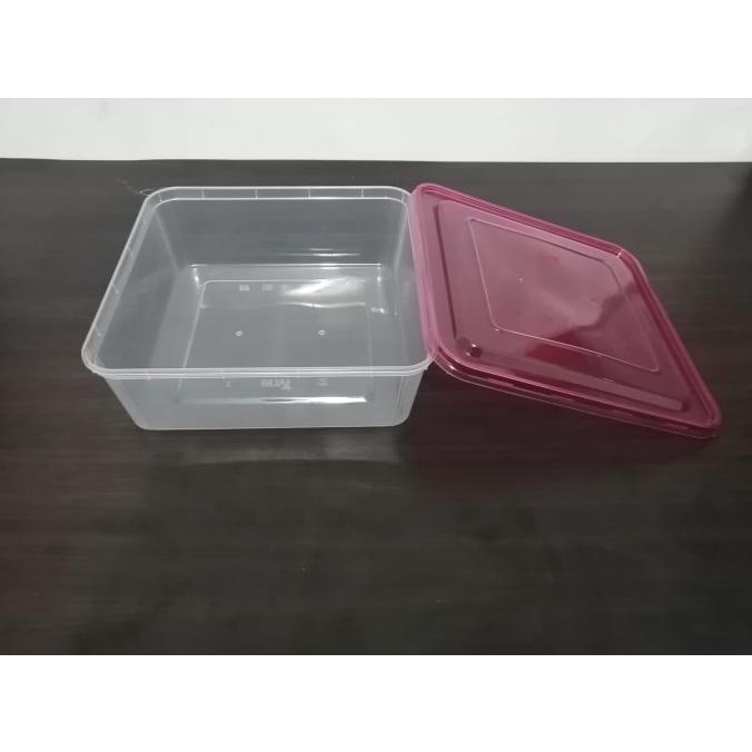 Thinwall 2000 ml Elastis Square + Tutup Warna Clear Merek ENVI PREMIUM