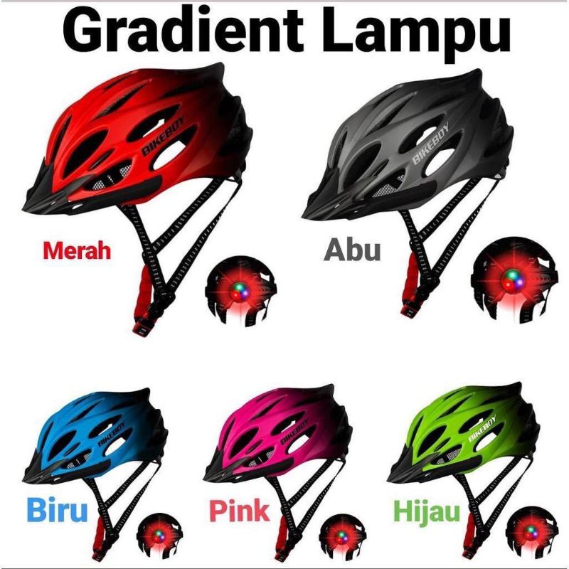 Helm sepeda Bikeboy fireblade gradian LED helm fiksi helmet bike mtb