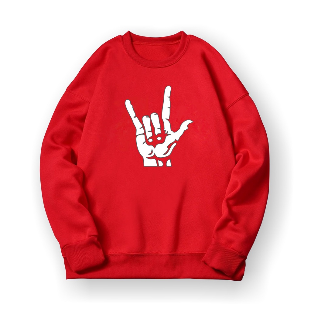 Hand Metal Sweatshirt Basic II Sweater Crewneck Print DTF II Sz M - XL Anak &amp; Dewasa ( Pria &amp; Wanita )