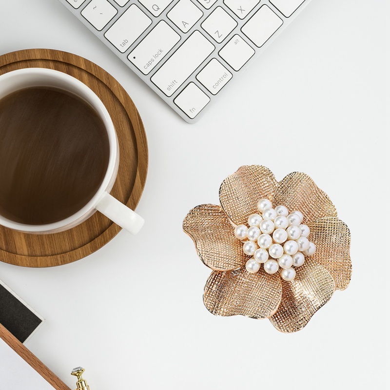 Pesona Kreatif Logam Mutiara Bunga Cincin Dapat Disesuaikan Untuk Wanita Temperamen Elegan Berlebihan Perhiasan Retro Aksesoris Estetik