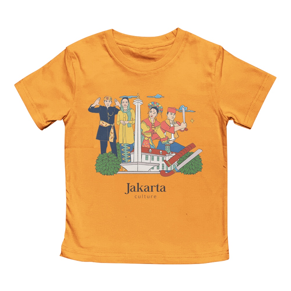 Kaos Anak Laki-laki dan Perempuan Unisex Lengan Pendek Motif Culture Indonesia Jakarta