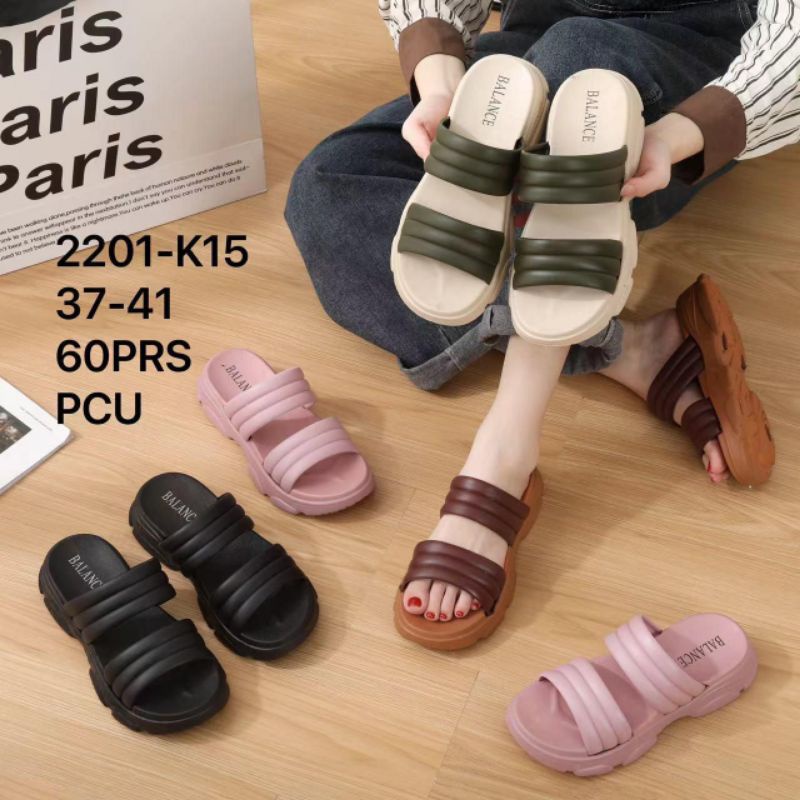 Sandal Platform Garis Tali Dua 2201-15K