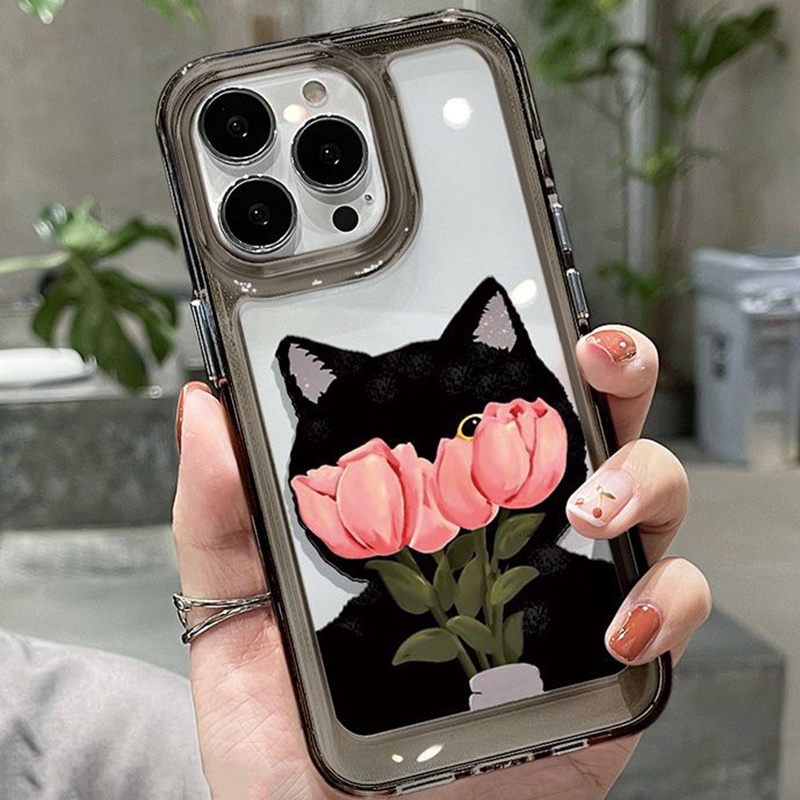IPHONE Casing Tiger Cat Soft Shockproof Phone Case Kompatibel Untuk Iphone14 13 12 11 Pro XS Max X XR 78 6 6S Plus Casing Transparan TPU Cover