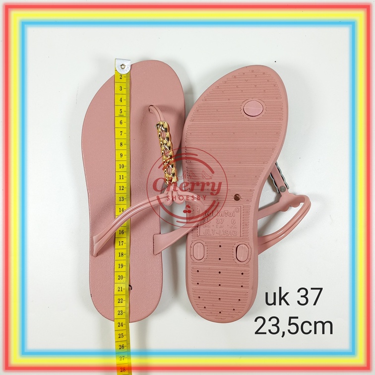 L1913-13 Sandal Jepit Wanita Glanzton Sendal Cewek Anti Slip Tali Kabel Krom Chrome Glanzton