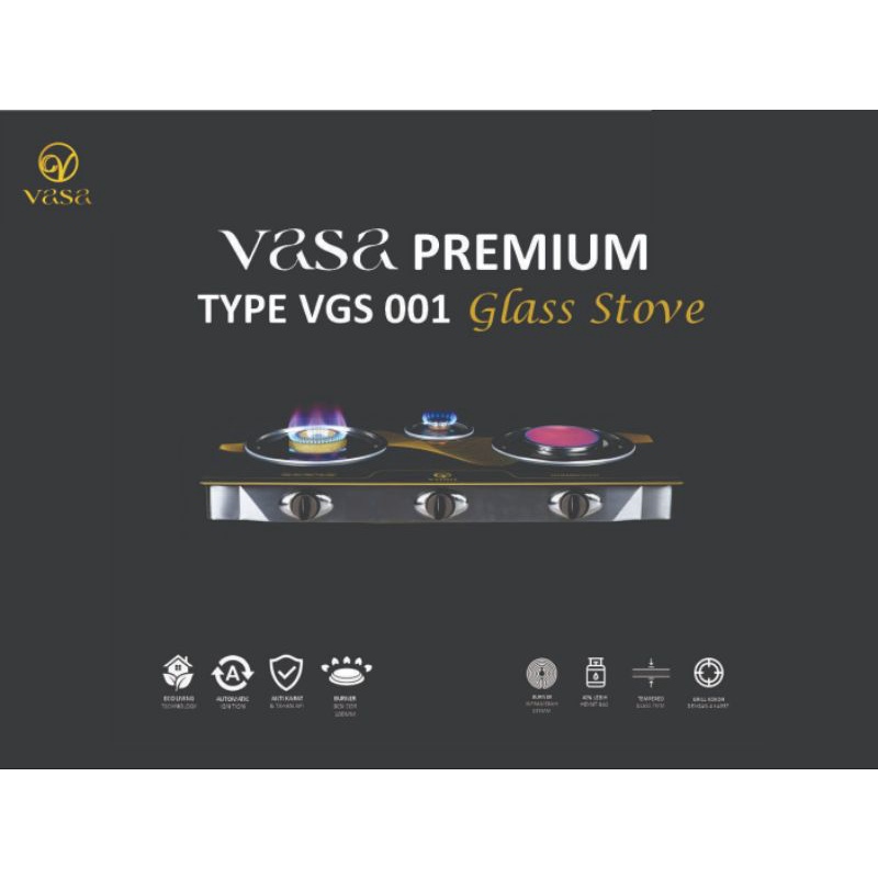 kompor  vasa 3 tungku gratis regulator vasa dan selang gass.