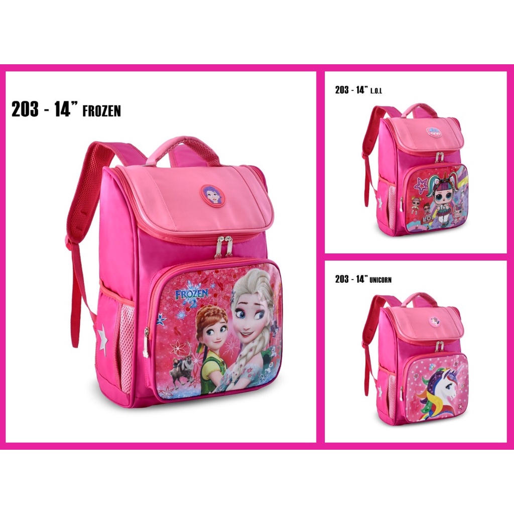 ( RSBY ) Tas Anak Sekolah Cartoon 203-14 Girl Tas Anak Perempuan Motif Frozen LOL