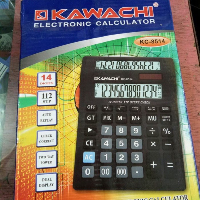 

BERKUALITAS Kalkulator Calc Calculator 2 Layar Besar Kawachi KC 8514 14 Digits