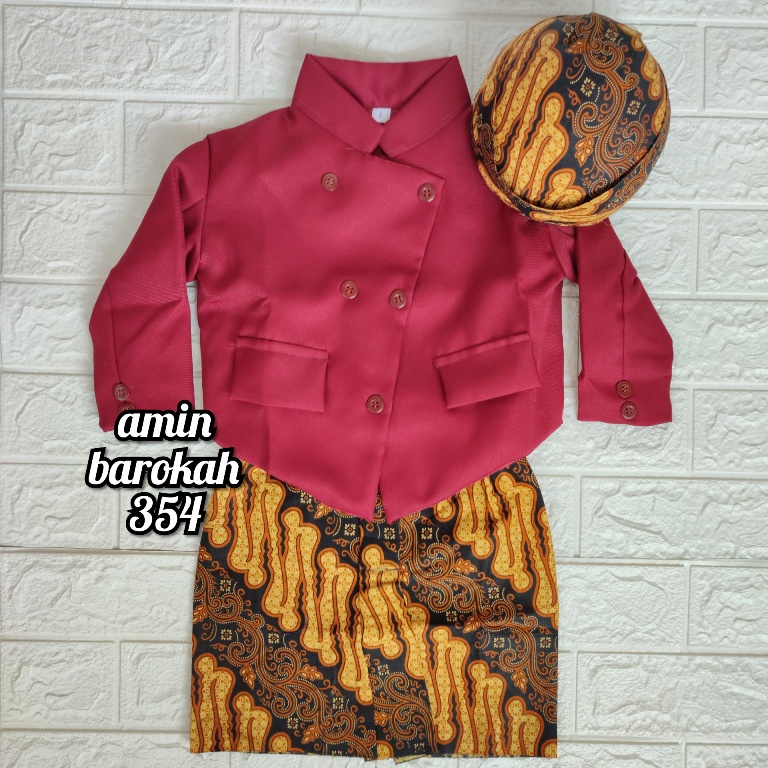 COD...!!! Setelan Baju Beskap Anak + Bawahan Jarik Instan + Blangkon Solo (Ukuran Bayi Sampai SD) #Adat #Jawa #Tradisional #TedakSiten