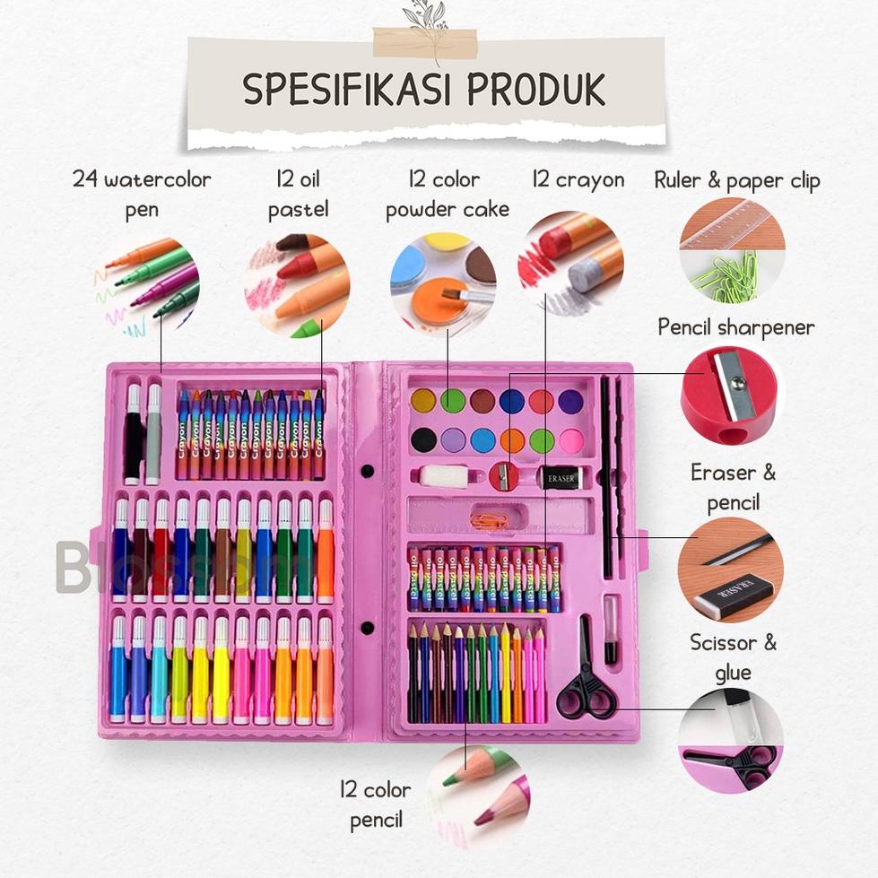 

(V-36❤) Crayon Anak Set Koper 86Pcs In 1 Krayon Mewarnai Anak - Blossom Kids super keren