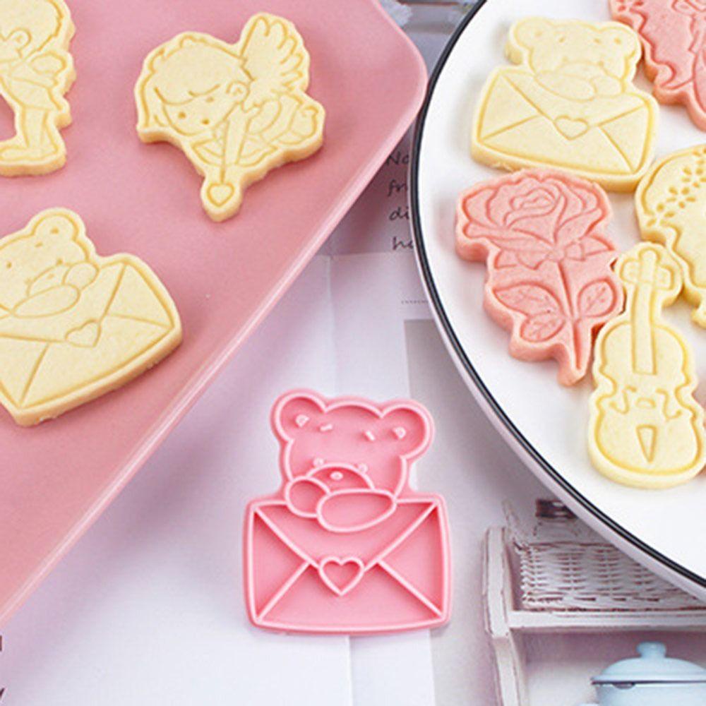 Nanas 8 Pcs/set Hari Valentine Pastry Dekorasi Kue Alat Gitar Cupid Cetakan Kue Amplop Bunga Mawar Cookie Cutter