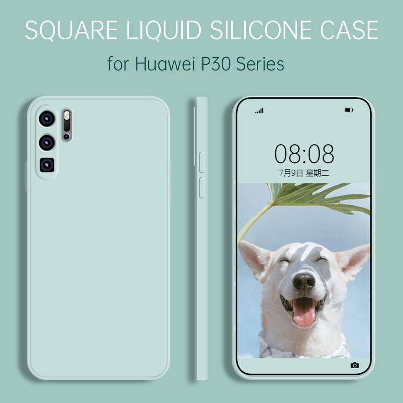 Casing Lucu Silikon Cair Persegi Mewah Case Untuk Huawei P30 Pro Lite Soft Edge Pelindung Penutup Belakang Ponsel