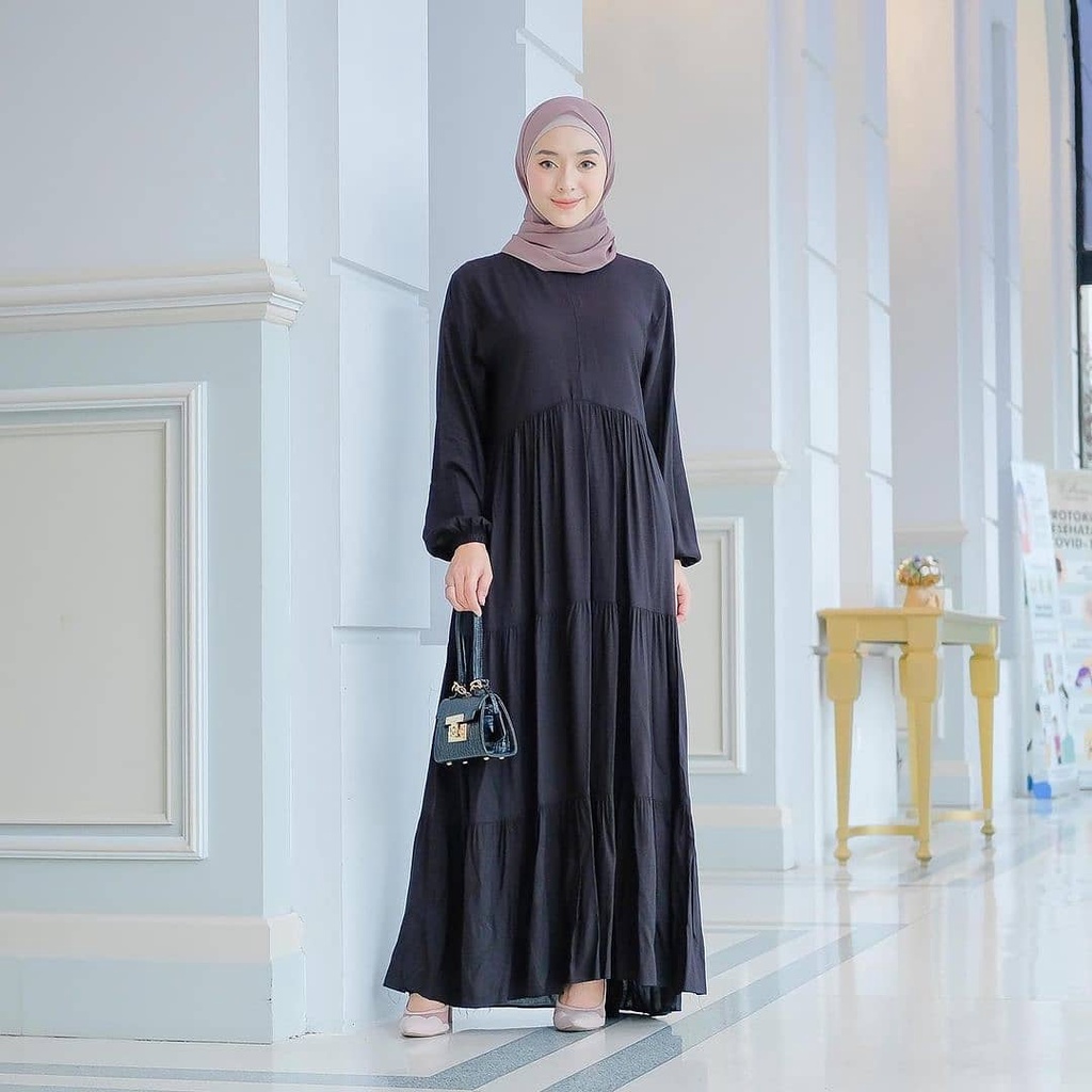 DRESS GAMIS REMAJA KEKINIAN 2022 SIMPEL/BAHAN RAYON PREMIUM/BUSUI/UK XL-XLL/WARNA HITAM- BISA COD