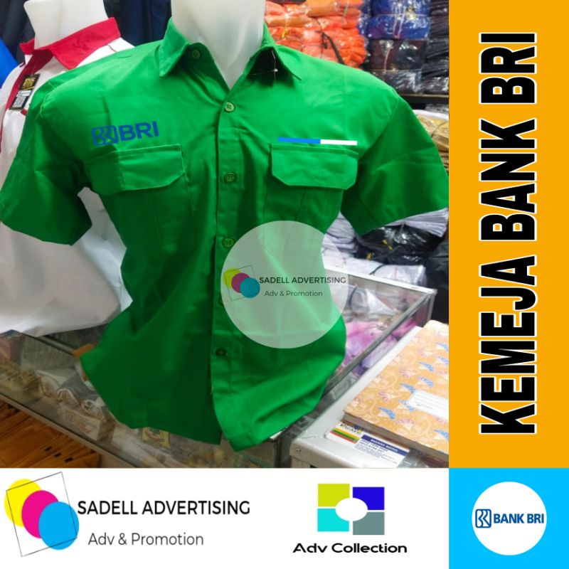 Kemeja PDH Bank BRI Seragam PDH Bank BRI Hijau Lengan Pendek Pria Bordir