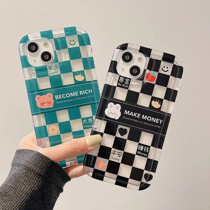 IPHONE Diperiksa Cinta Soft Phone Case Kompatibel Untuk Iphone14 13 12 11 Pro XS Max X XR Casing7 8 6 6S Plus Shockproof Transparan TPU Cover