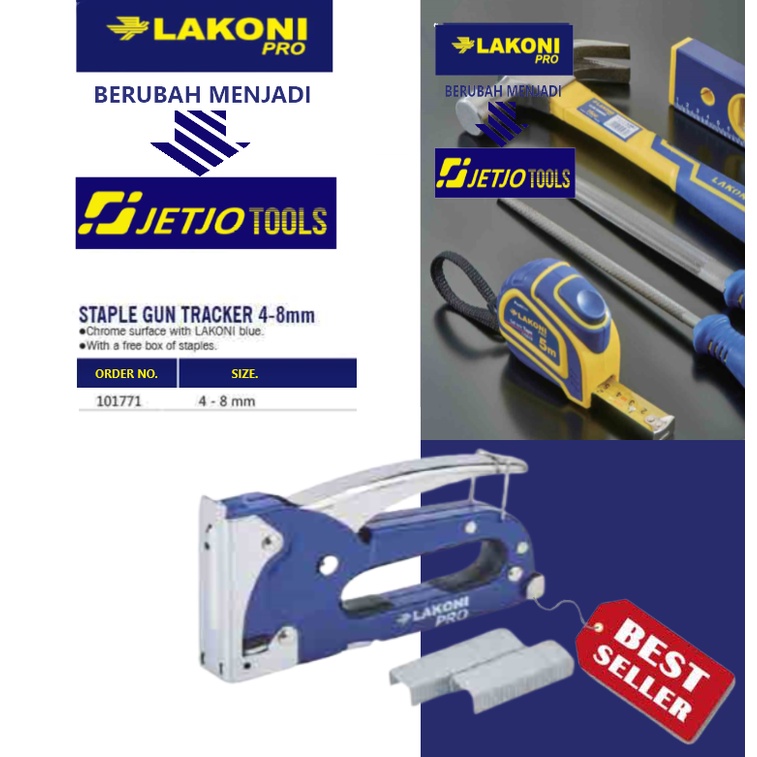 

Staples tembak / Staple Gun Tracker 4-8mm Lakoni Pro / Jetjo Tools 101771