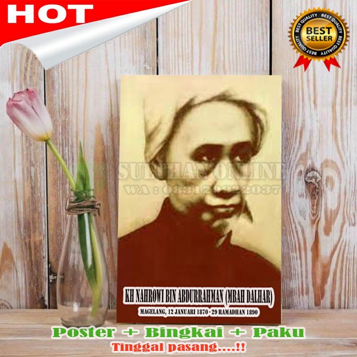 Poster Ulama dan Habaib Foto KH Nahrowi (Mbah Dalhar Watucongol) Magelang + Figura Bingkai Kayu 20x3