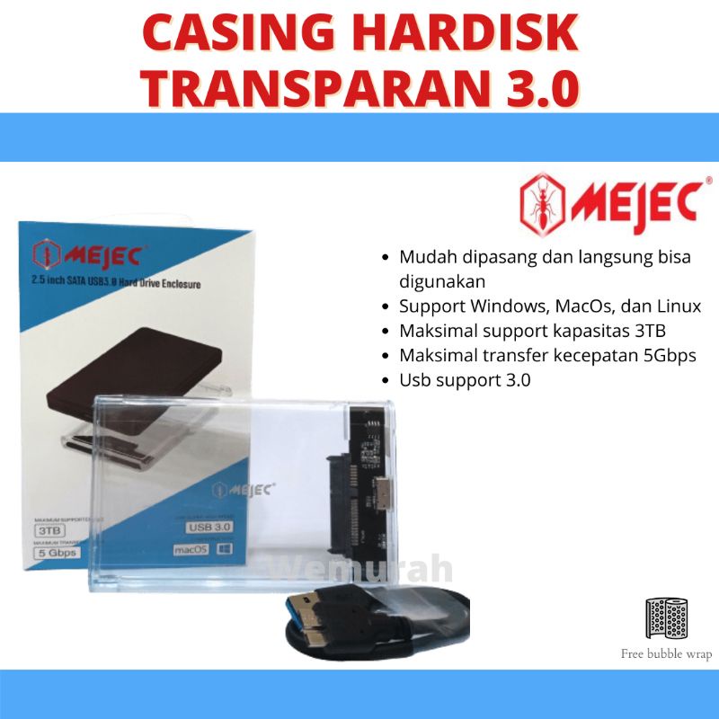 Casing Hardisk Laptop Transparan 3.0 - Casing ssd
