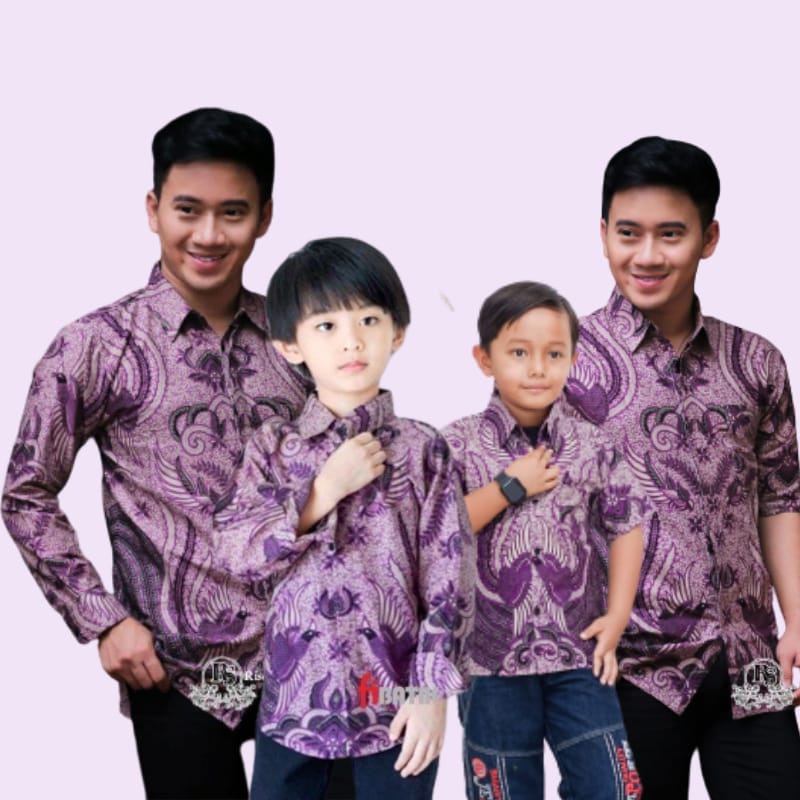 KEMEJA HEM BATIK PRIA M L XL XXL MOTIF IROMEN UNGU