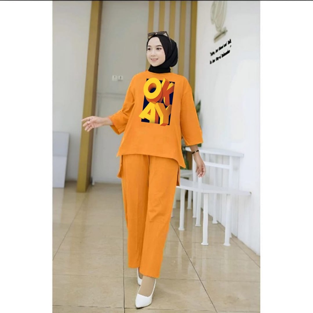 Setelan Tunik Muslim OKAY/ Blouse Wanita