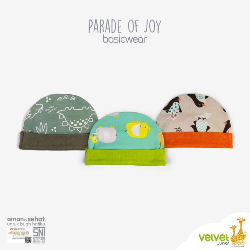 3PCS TOPI VELVET Parade of joy , brilliant blue, gems in the sky / TOPI BAYI VELVET JUNIOR terbaru / TOPI KUPLUK BAYI