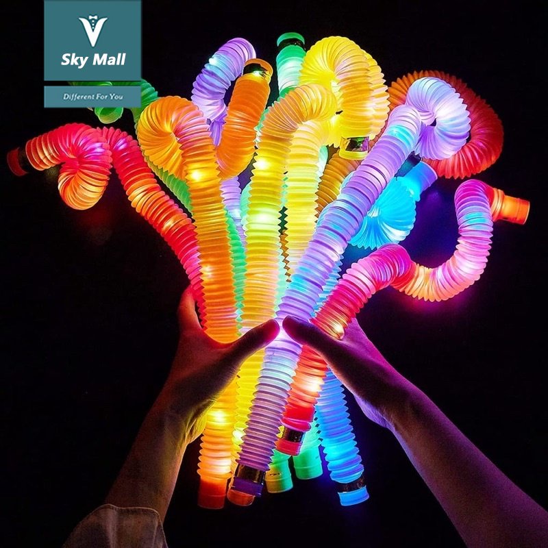 【WZ021】 Sky Mall Mainan Viral CEV Light Up Pop Tubes Pop Pipes Mainan Lampu Stick Pipa Selang Fidget Toy
