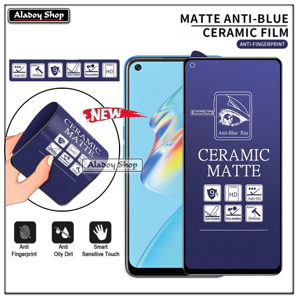 PAKET 3IN1 Anti Gores Blue Matte Anti Glare Oppo A54 4G + Tempered Glass Camera dan Skin Carbon